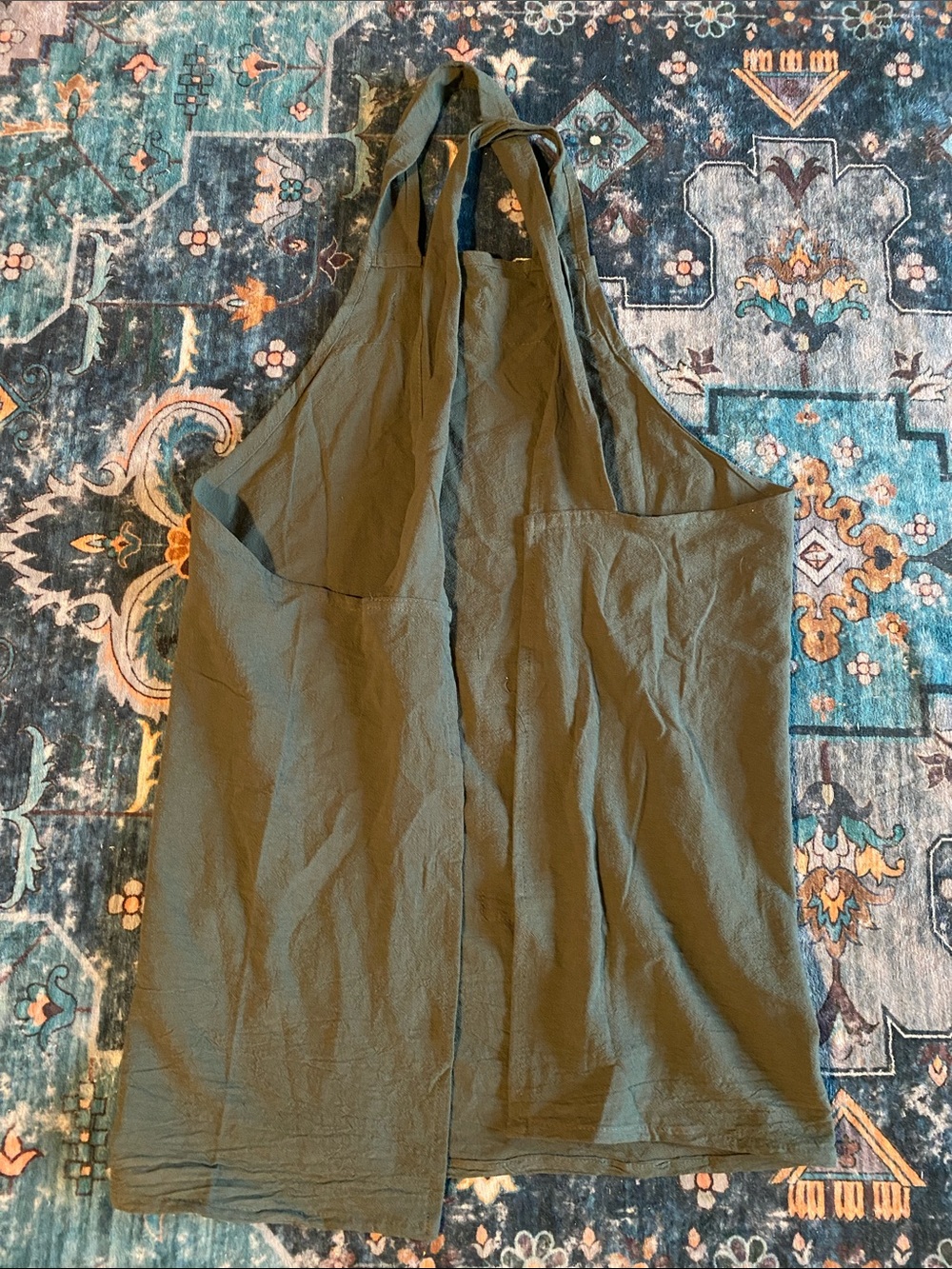 NWOT Dark Green Crossback Apron - Picture 6 of 6